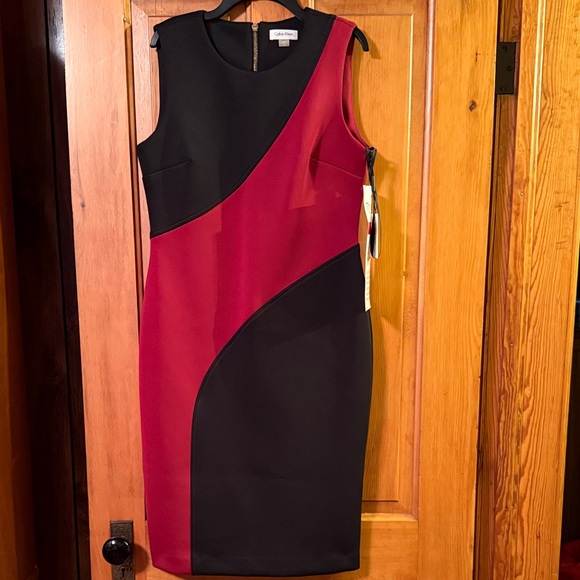 Calvin Klein Black and Red Midi Dress - Picture 1 of 3